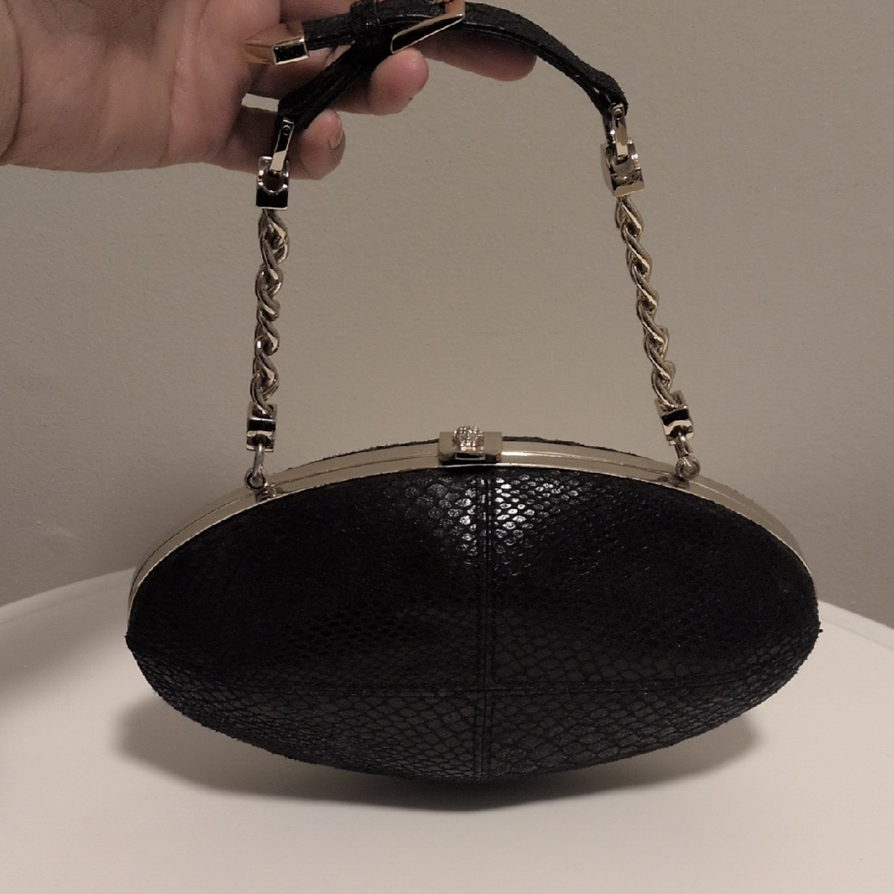 Versace Black Textured Leather Clutch